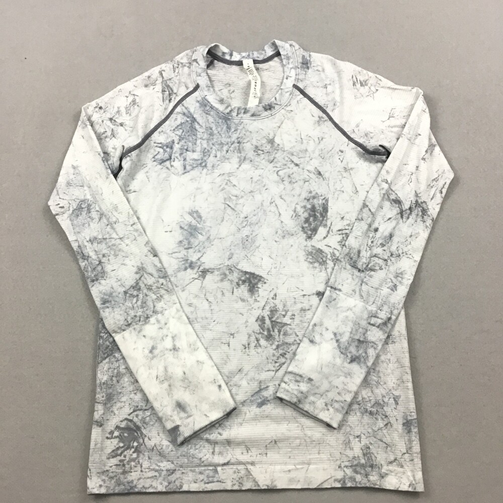 Lululemon Shirt Women 8 Gray Tie Dye Swiftly Tech Long Sleeve Crew Seamless Run